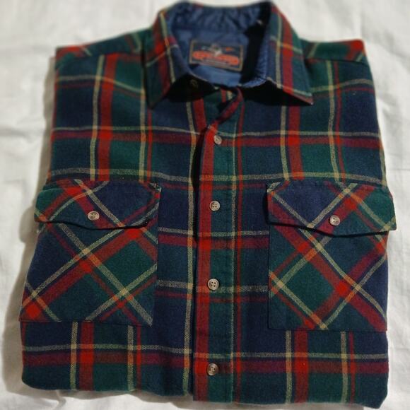 Vintage Back Packer Sportswear Men's XLTall Long-Sleeved Flannel Blue/Green/Red - Picture 5 of 14